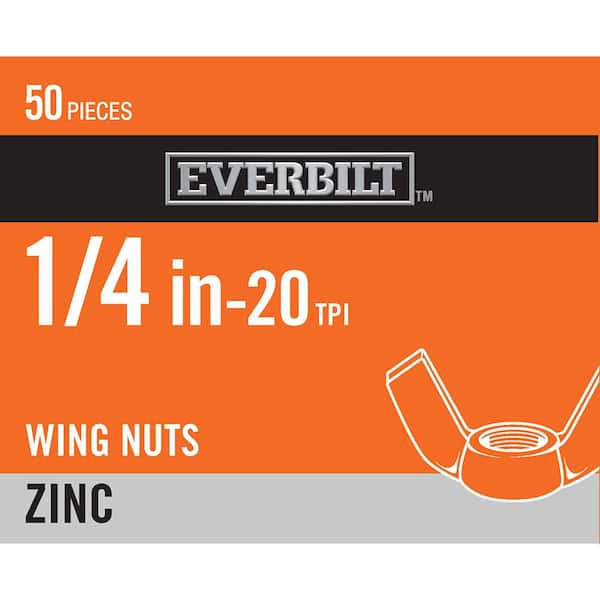 Everbilt 1/4 in.-20 Zinc Plated Wing Nut (50-Pack)