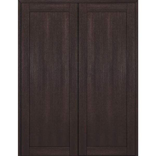 Belldinni 1 Panel Shaker 72 in. x 80 in. Both Active Veralinga Oak Wood Composite Double Prehung Interior Door