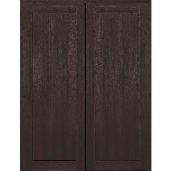1-Panel Shaker 64 in. W. x 80 in. Both Active Vera Linga Oak Wood Composite Double Prehung Interior Door