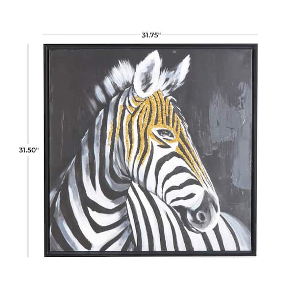 Litton Lane 1- Panel Zebra Framed Art Print with Gold Foil Accents