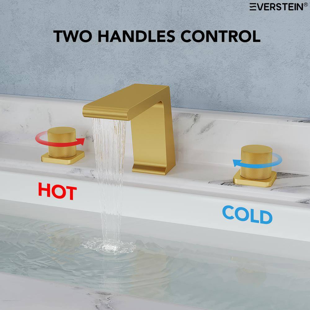 Brushed Gold Double Handle Widespread Bathroom Faucet