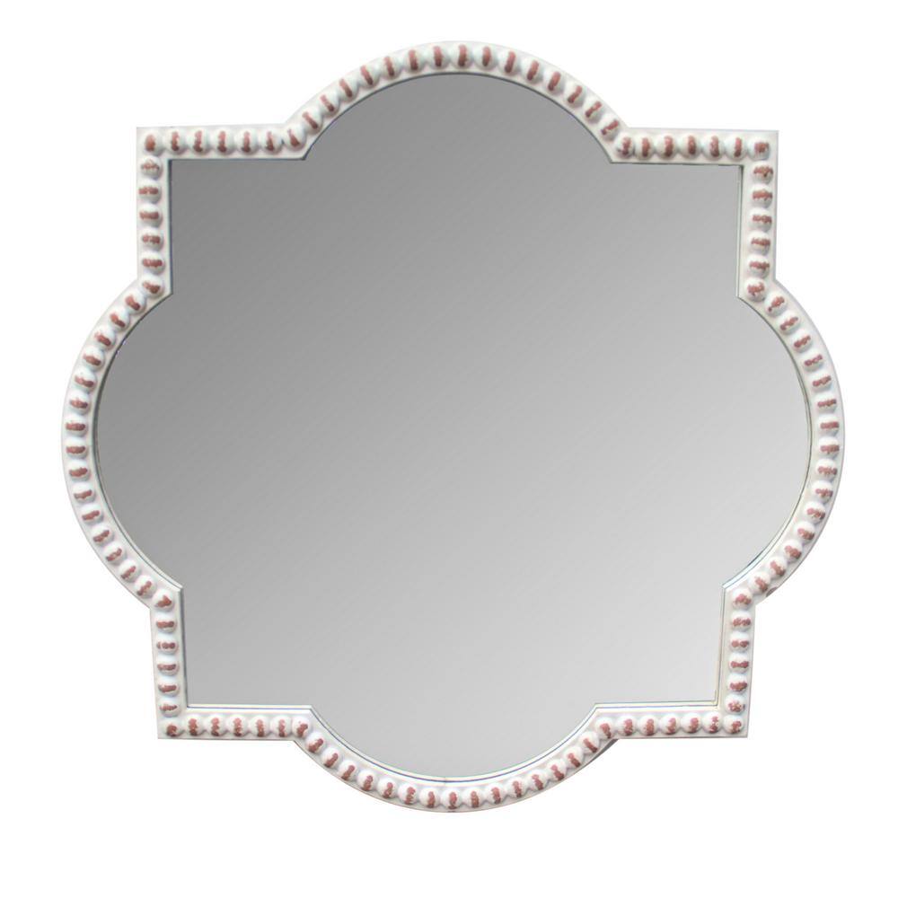 PARISLOFT 30 in. W x 30 in. H Quarterfoil Framed Rustic White Wood Wall