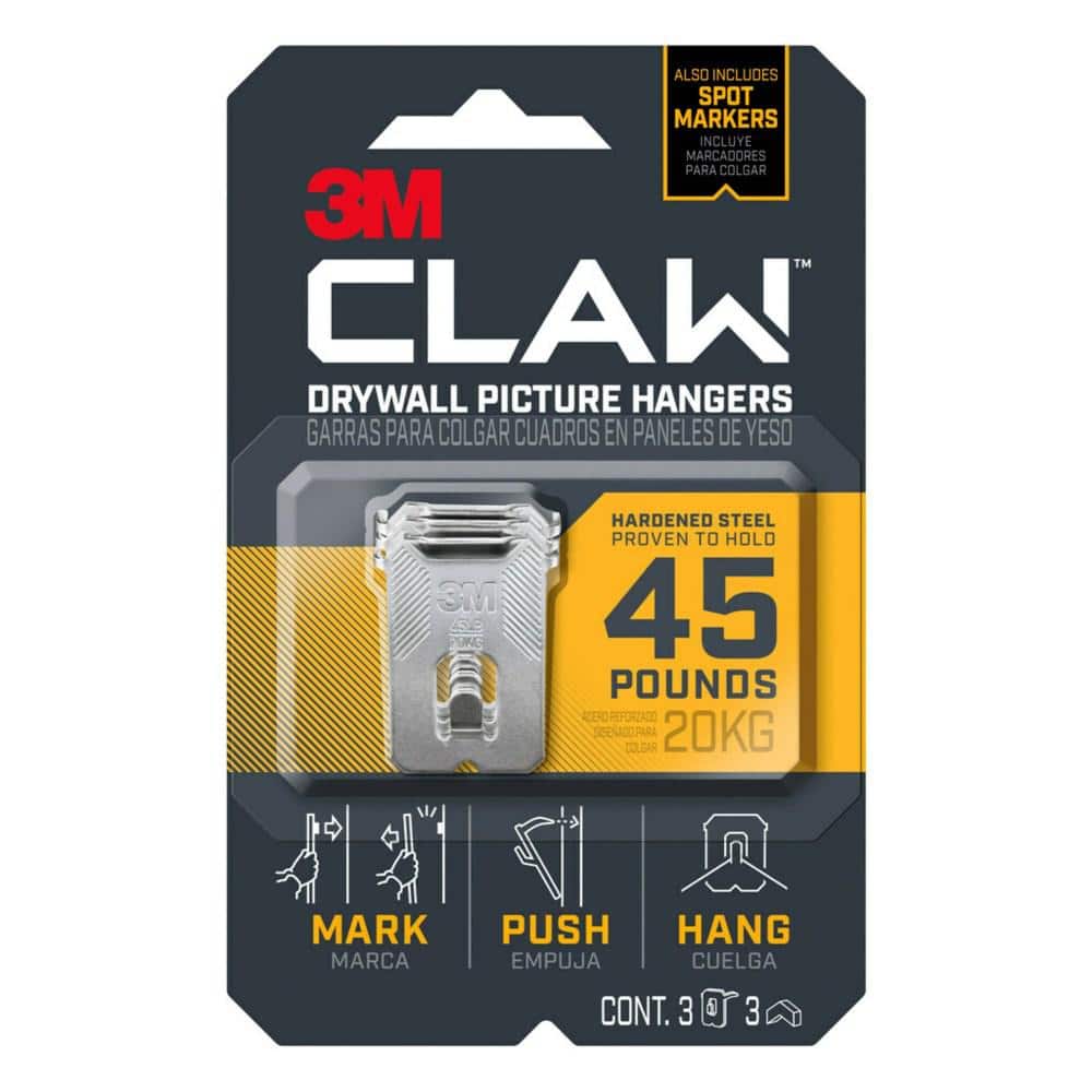 45 lbs. Drywall Picture Hanger with Temporary Spot Marker (Pack of 3-Hanger