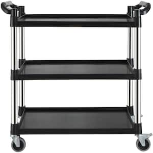 Utility Service Cart, Hand Truck 3 Shelf, 220 lbs., Heavy Duty, Rolling w/ Lockable Wheels, 40 in. x 19.3 in. x 38.6 in.