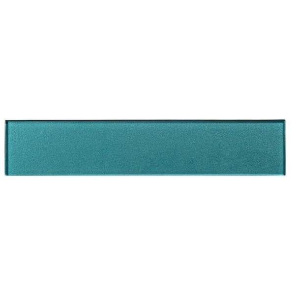 ANDOVA Kwiet Relaxation Green Glossy 2-7/8 in. x 14-3/8 in. Smooth Glass Subway Wall Tile Sample