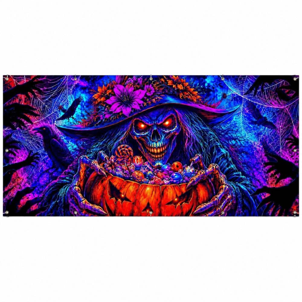 7 x 16 ft Halloween Garage Door Banner Cover, Large Blacklight Outdoor Mural for Wall, Fence or Window price history on PriceWatchPro