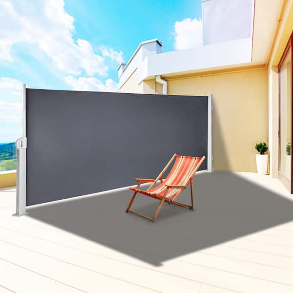 VEVOR 118 in. x 71 in. Retractable Side Awning Waterproof Patio Screen Room Divider Black for Privacy