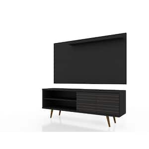 Liberty 63 in. Black Particle Board Entertainment Center Fits TVs Up to 50 in. with Wall Panel