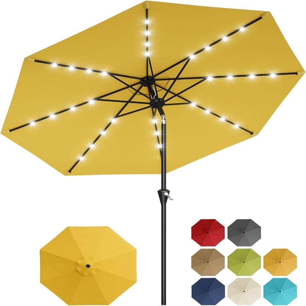 10FT Patio Umbrella with LED Lights, Crank Lift System and Push Button Tilt, for Pool Deck Yard Garden, Yellow price history on PriceWatchPro