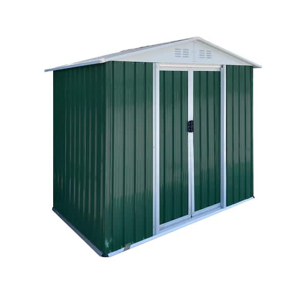 Mondawe 6 ft. W x 4 ft. D Green Peak Roof Metal Shed with Double Door (24 sq. ft.)