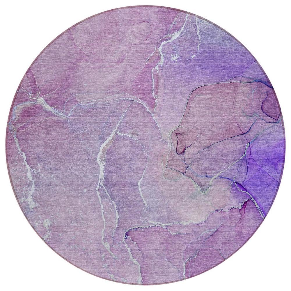 Purple 8 ft. Round Abstract Indoor / Outdoor Area Rug price history on PriceWatchPro