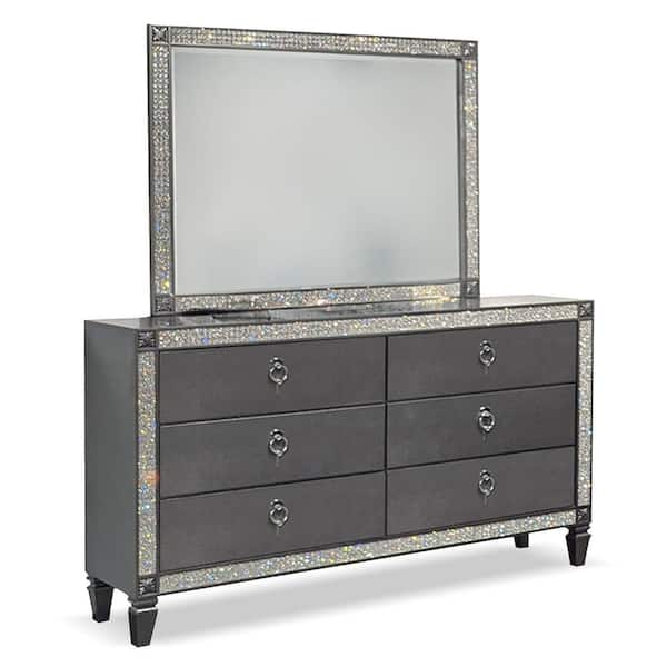 grey dresser with crystal knobs Buy Tall Dresser Chest 5 Drawers Crystal Knobs Gray