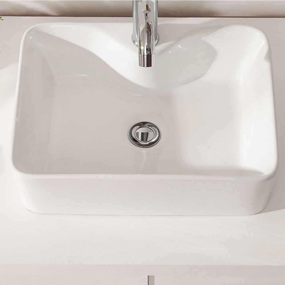 19 in. Vessel Rectangular Bathroom Sink in White Ceramic price history on PriceWatchPro