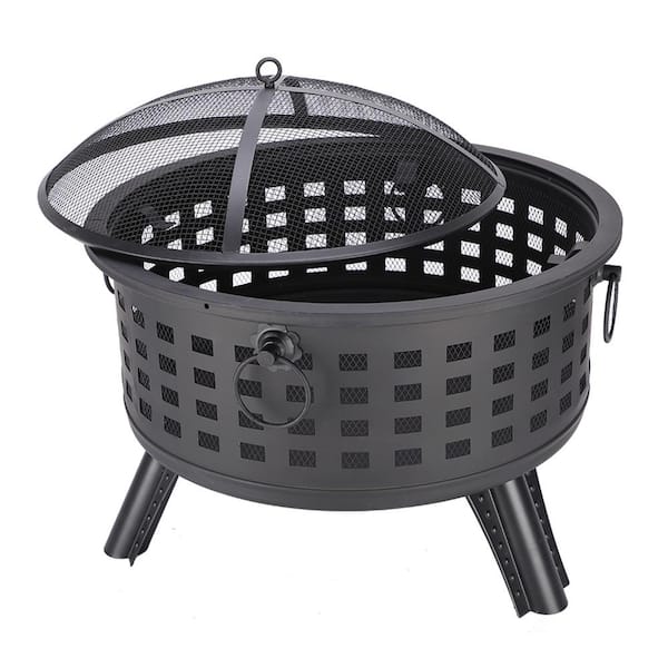 Unbranded 25.98 in. W x 21.26 in. H Outdoor Steel Round Charcoal Black Fire Pit with Fire Bowl