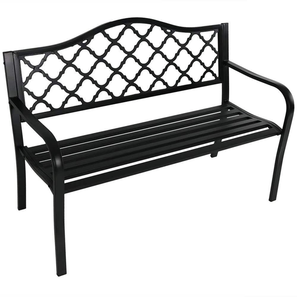 ITOPFOX 46 in. W Sleek Metal Garden Bench, Patio Bench with