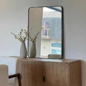 20 in. W x 30.2 in. H Black Rectangle Aluminum Frame Wall-Mounted Bathroom Mirror/Vanity Mirror