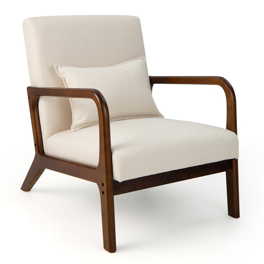 Costway Beige Modern Accent Chair Leisure Armchair with