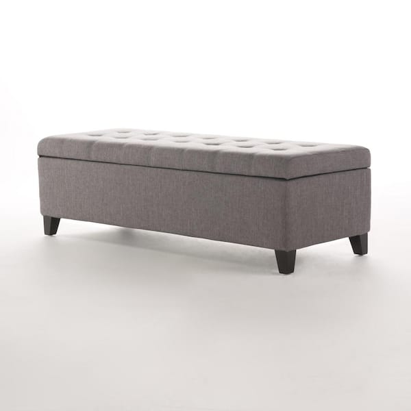 Noble House Mission Grey Storage Ottoman Bench