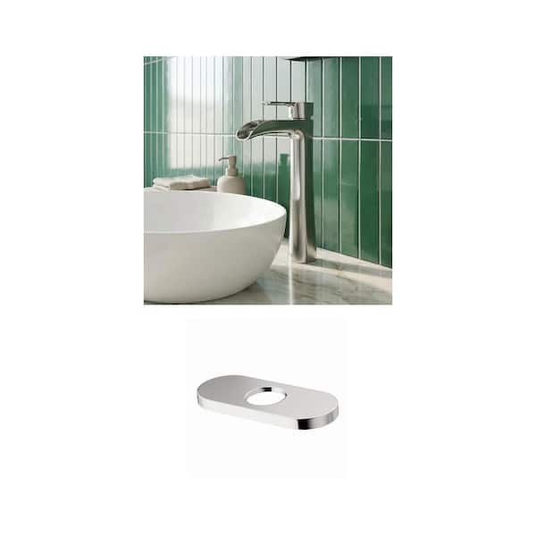 Niko Single Handle Bathroom Vessel Faucet with 5.5 in. Deck Plate in Brushed Nickel (2-Piece Set)