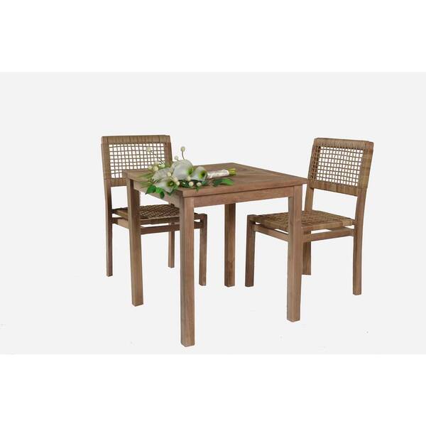 Sunjoy Sophia 3-Piece Teak Wood Outdoor Bistro Set