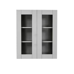 Anchester Assembled 24x30x12 in. Wall Mullion Door Cabinet with 2 Doors 2 Shelves in Light Gray