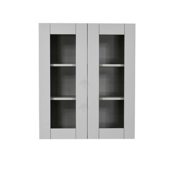 LIFEART CABINETRY Anchester Assembled 12x30x12 in. Wall Mullion Door Cabinet with 1 Door 2 Shelves in Light Gray