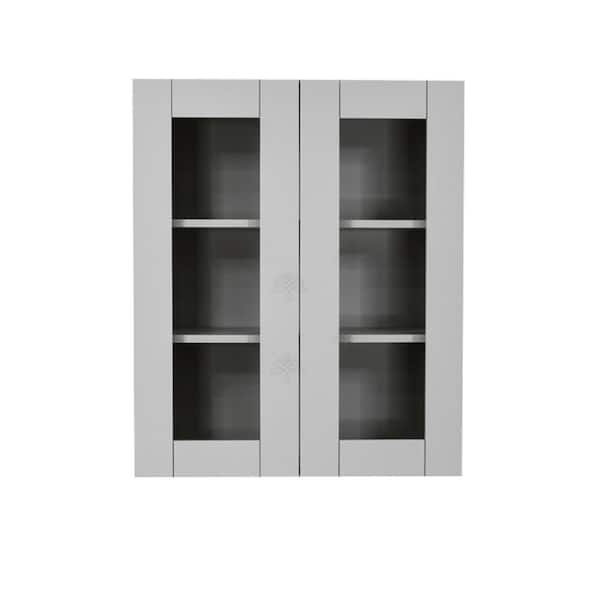 LIFEART CABINETRY Anchester Assembled 36x15x12 in. Wall Mullion Door Cabinet with 2 Doors in Light Gray