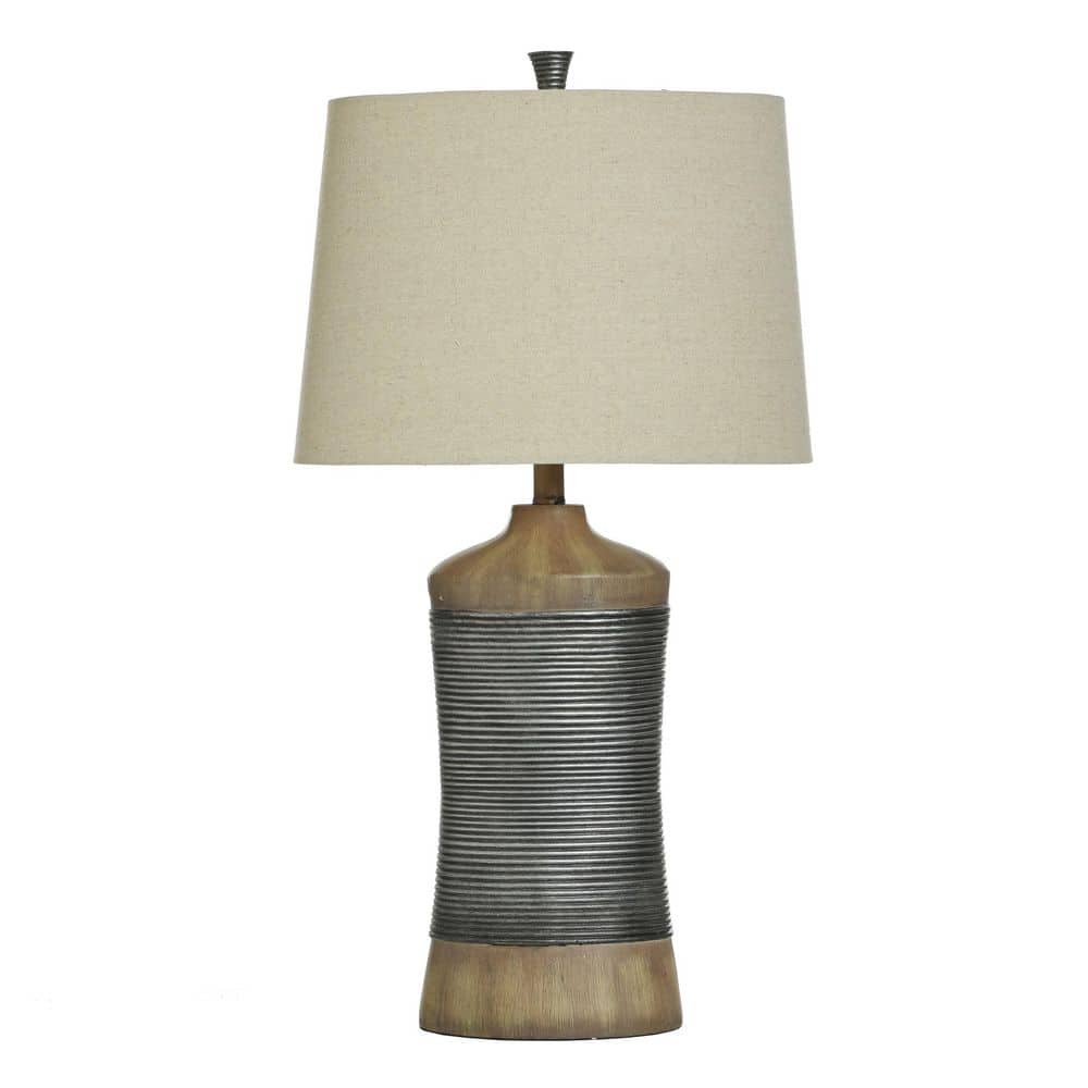 Darley 30 in. Light Brown/Gray Transitional No Design Bedside Table Lamp for Bedroom with White Linen Shade price history on PriceWatchPro