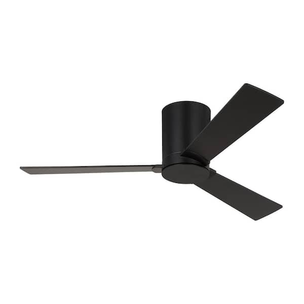 Generation Lighting Rozzen 44 in. Modern Hugger Midnight Black Ceiling Fan with Black Blades, DC Motor and Remote Control