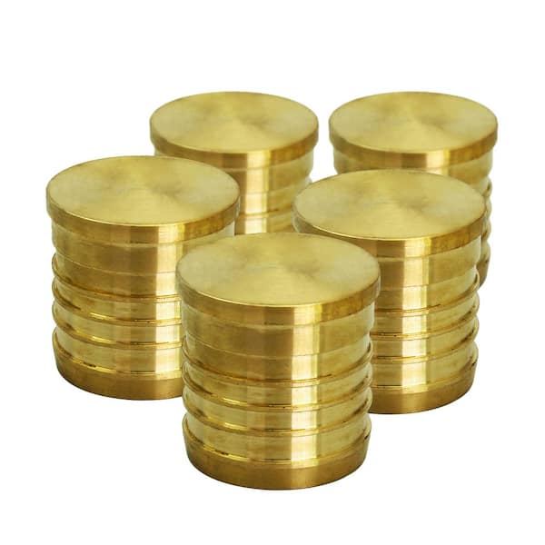 PLUMBFLEX 1 in. Brass PEX Barb Plug End Cap Pipe Fitting (5-Pack)
