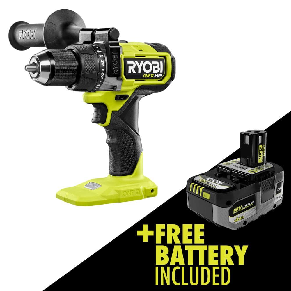 ONE+ HP 18V Brushless Cordless 1/2 in. Hammer Drill with 4.0 Ah Lithium-Ion HIGH PERFORMANCE Battery -  RYOBI, PBLHM101PBP004