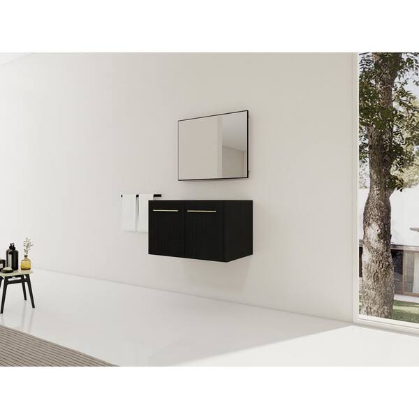 Wynter Modern 29.13 in. Floating Bath Vanity Cabinet without Top in Black Chestnut with Soft Close Doors, Storage