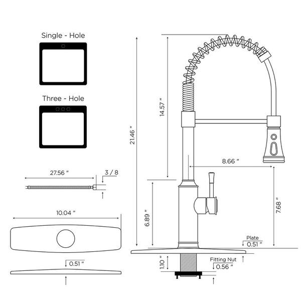 7.68 in. Single-Handle Pull-Down Sprayer Kitchen Faucet in Brushed Nickel 7.68 in. Single-Handle Pull-Down Sprayer Kitchen Faucet in Brushed Nickel