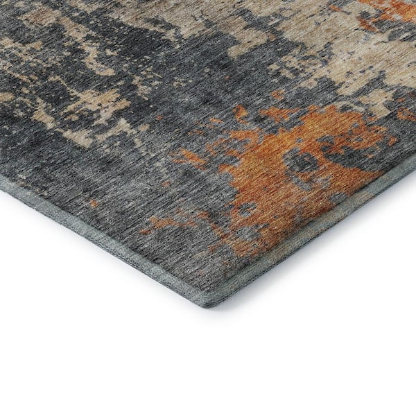 Mayfield Premium Machine Washable Abstract AMF1212 Khaki 2 ft. 3 in. x 7 ft. 6 in. Runner Rug