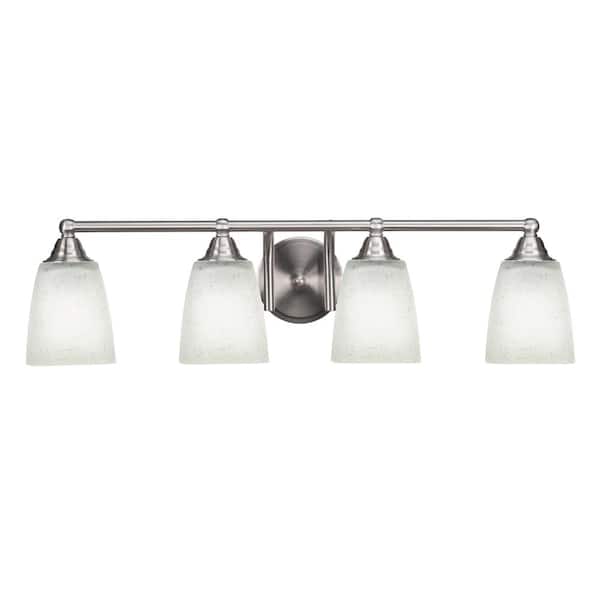 Unbranded Madison 7 in. 4-Light Bath Bar, Brushed Nickel, Square White Muslin Glass Vanity Light