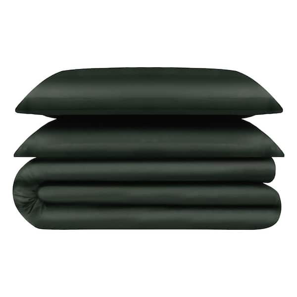 Delara Delara 2-Piece Set Forest Green Solid 100% Eucalyptus Lyocell Tencel Twin, Smooth and Breathable, Super Soft Duvet Cover