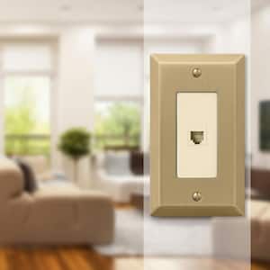 Metallic 1 Gang Phone Steel Wall Plate - Brushed Bronze