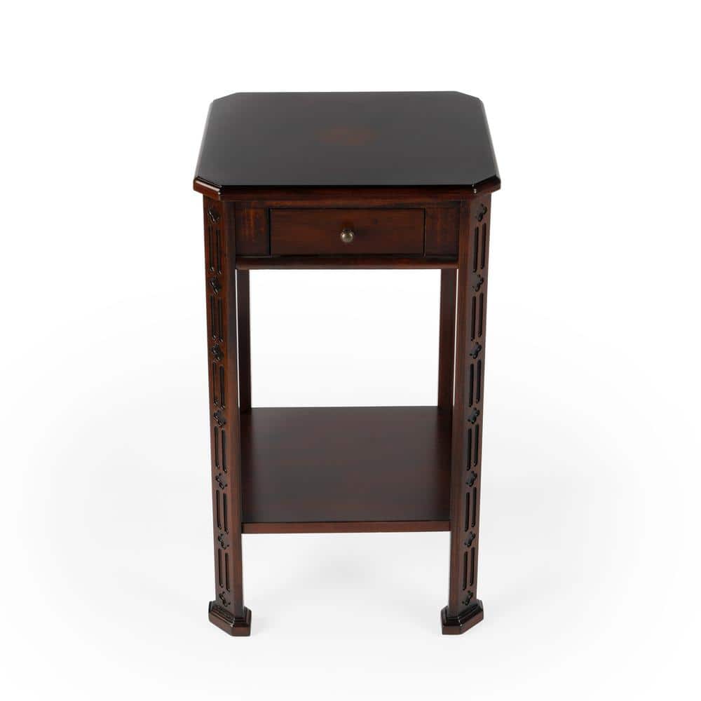 Small Plantation Cherry Wood Side Table with Storage