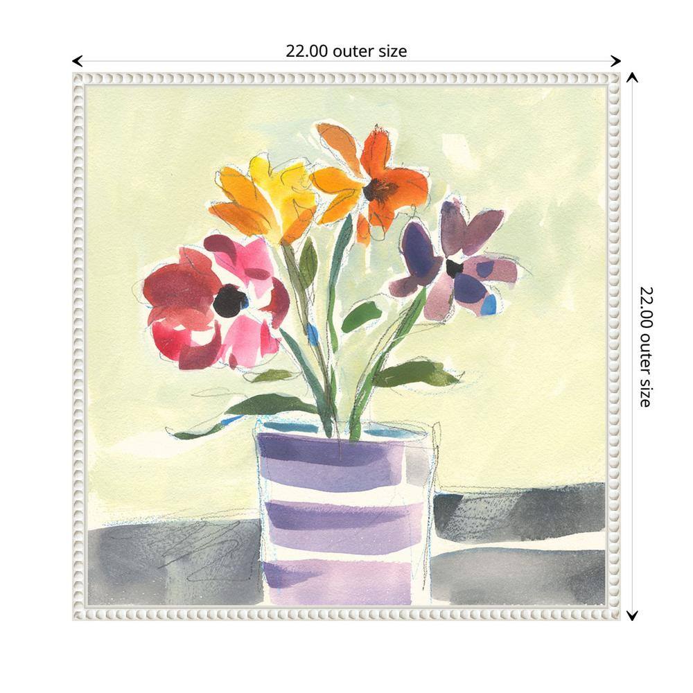 Morning Flowers Vibrant Canvas Art with White Floater Frame