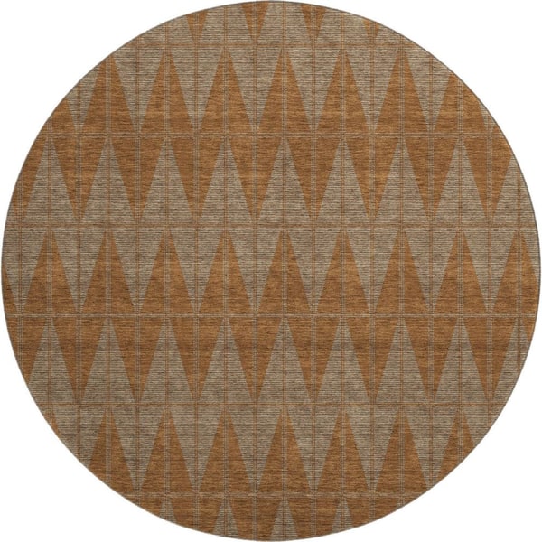 Mayfield Premium Machine Washable Abstract AMF2415 Paprika 8 ft. x 8 ft. Round Rug