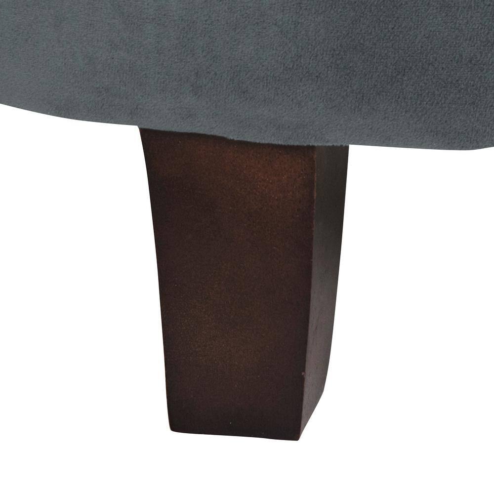 Dark Gray Velvet Tufted Round Storage Ottoman