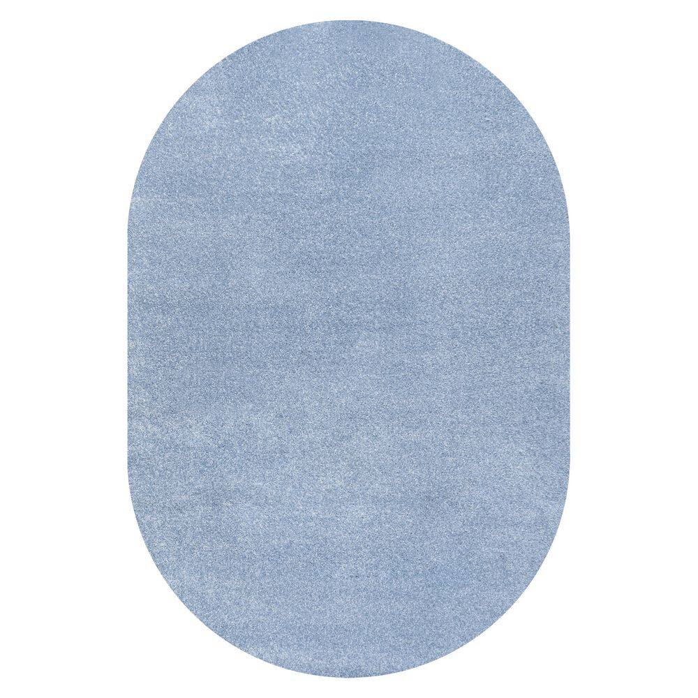 Classic Blue Oval 4' x 6' Synthetic Area Rug