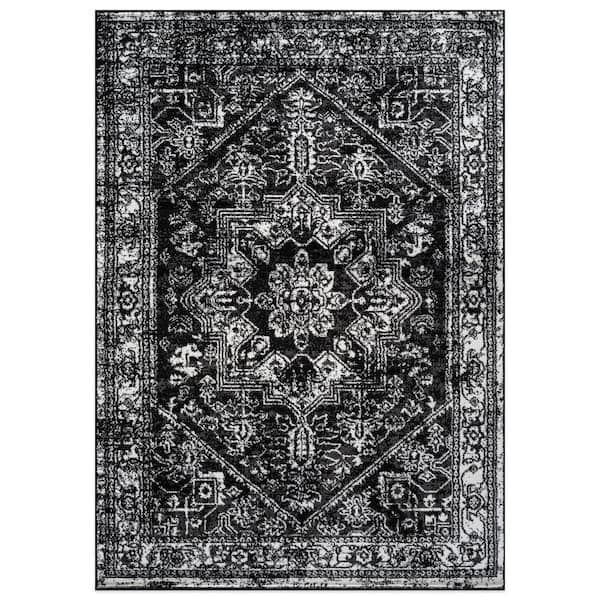 Vintage Medallion Black 7 ft. 10 in. x 10 ft. Area Rug