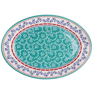 VIllage Vines 14 in. White Fine Ceramic Oval Platter