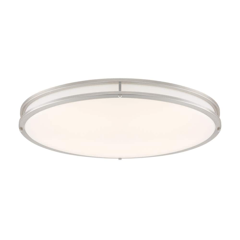 24 in. Modern Brushed Nickel Selectable CCT Integrated LED Flush Mount for 