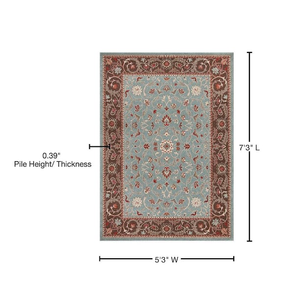 Well Woven Bisto Blue Distressed Medallion Area Rug 5x7 5'3 x 7'3