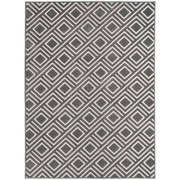 Nourison Casual Grey 7 ft. x 9 ft. Checker Contemporary Area Rug