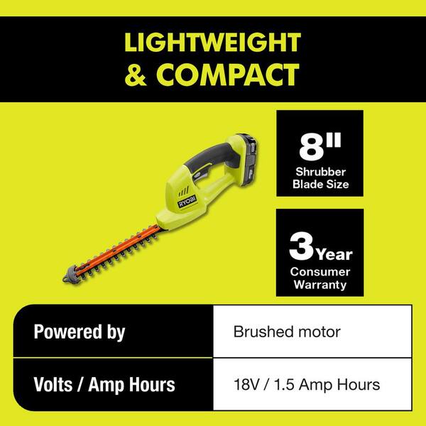 Ryobi One 18v Cordless Battery Grass Shrubber Trimmer With 1 5 Ah Battery And Charger P2970vnm The Home Depot Ryobi One 18v Cordless Battery Grass Shrubber Trimmer With 1 5 Ah Battery And Charger P2970vnm The Home Depot