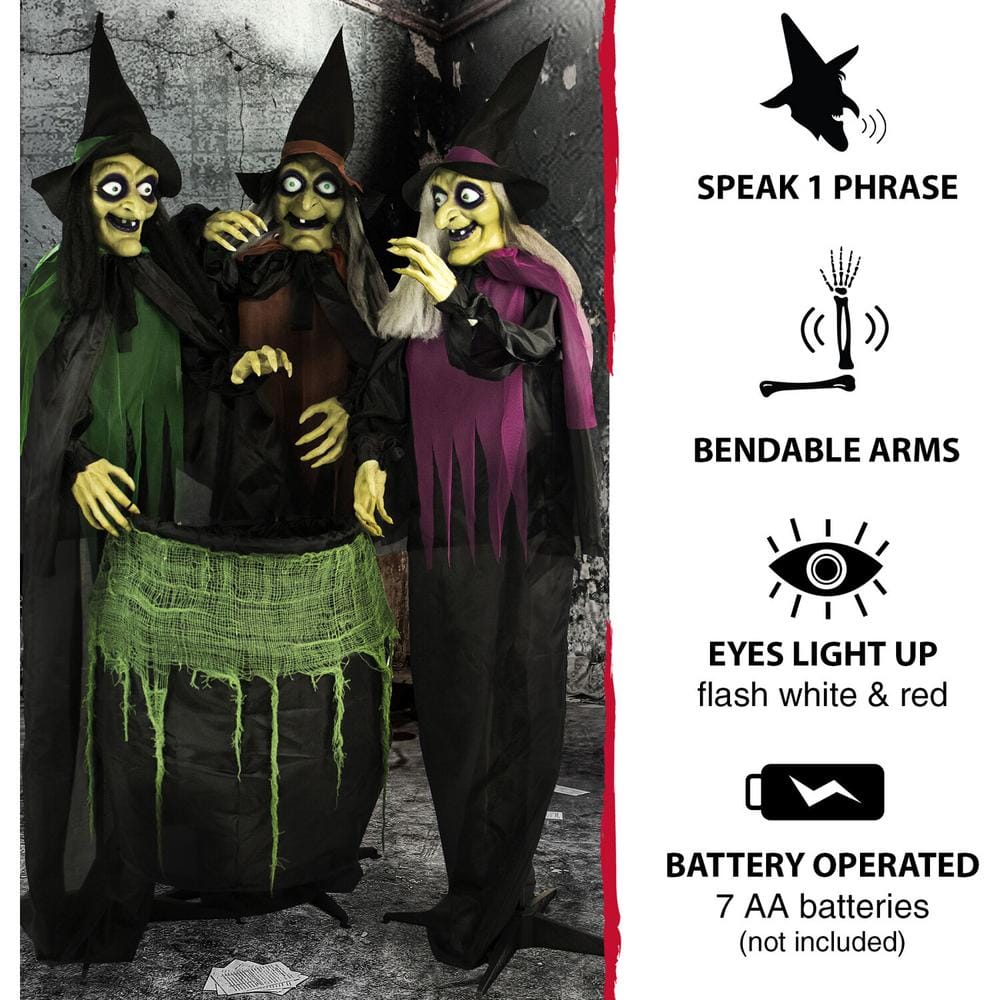 67 in. Touch Activated Animatronic Witches, Light-up Eyes, Poseable ...