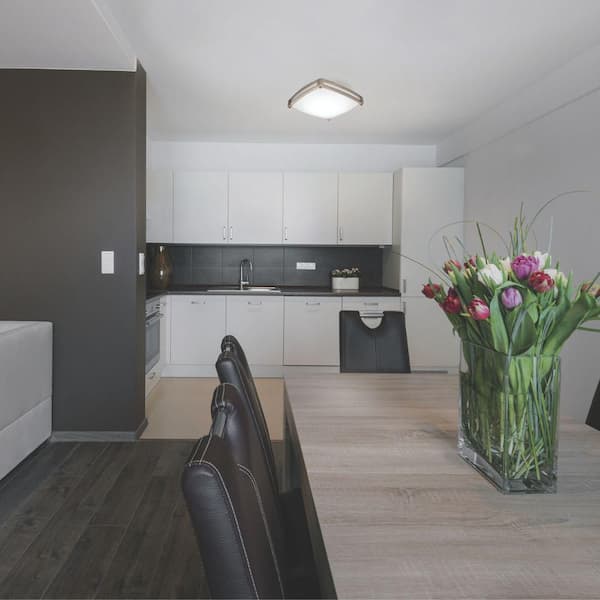 Lithonia Lighting Square Saturn 13 in. Brushed Nickel LED Flush Mount (3000K)